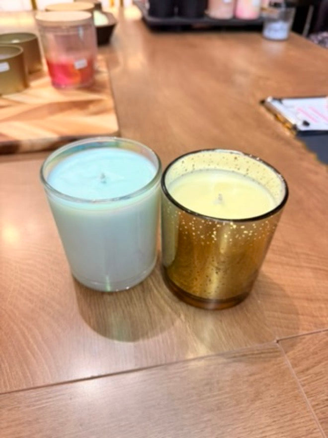 Custom candles made at a candle making class in Pleasanton