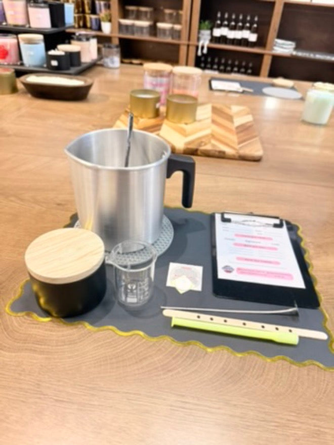 Fragrance blending at the Sunset Tide candle making scent bar