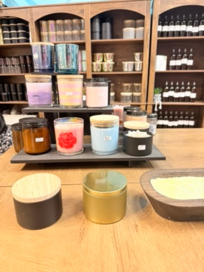 Candles with colorful pigments at the Candle Bar