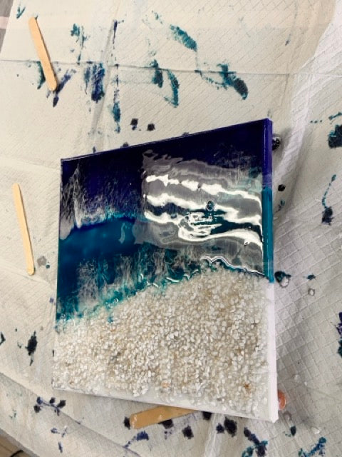 Beautiful resin beach scene made by a camper